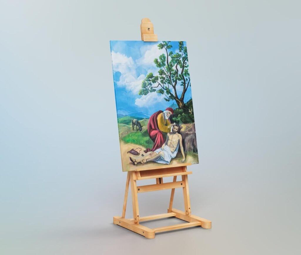 Mockup mit "Der barmherzige Samariter"